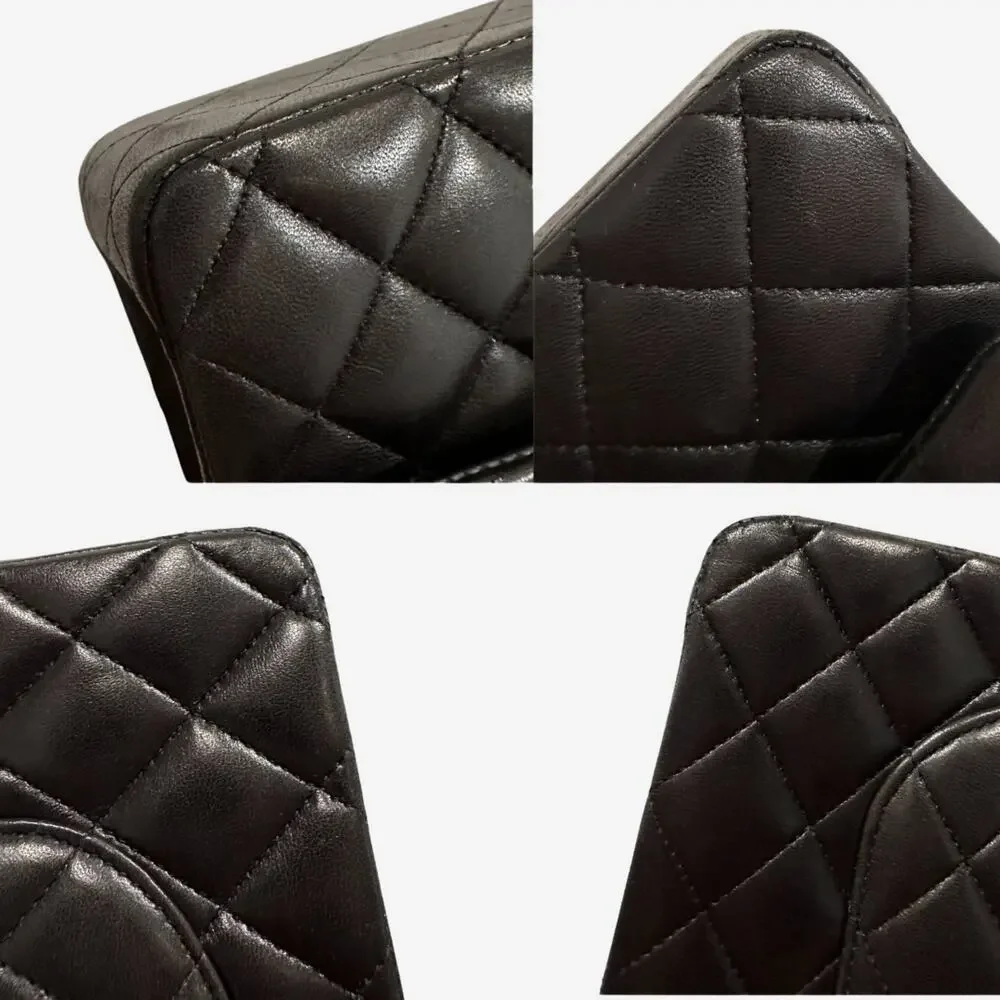 AUTHENTIC Chanel Medium Double Flap Black Lambskin w Silver Hardware from 2012 - Picture 4 of 15